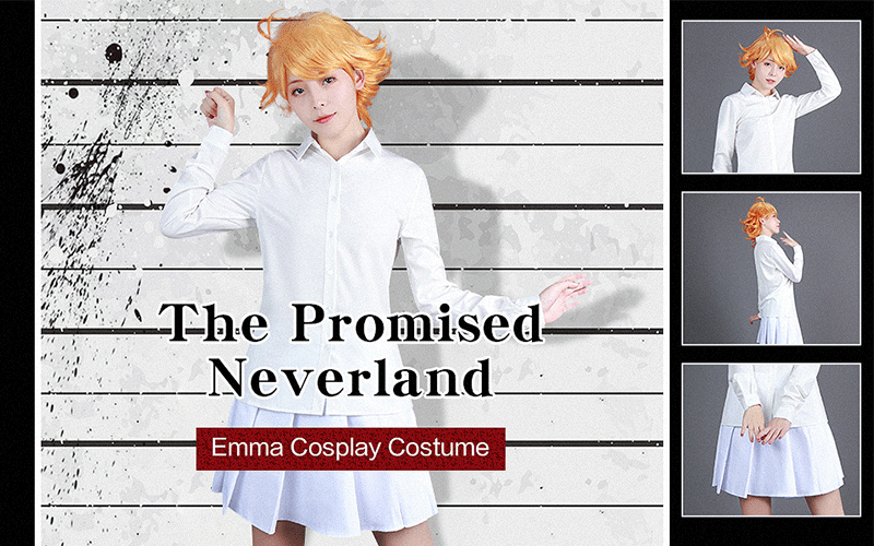The Promised Neverland Emma White Shirt Skirt Cosplay Costume The Promised Neverland Emma White Shirt Skirt Cosplay Costume