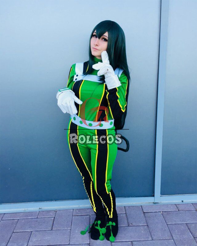 BNHA MHA Tsuyu Asui Anime Cosplay Wigs Dark-Green Long Hair wigs