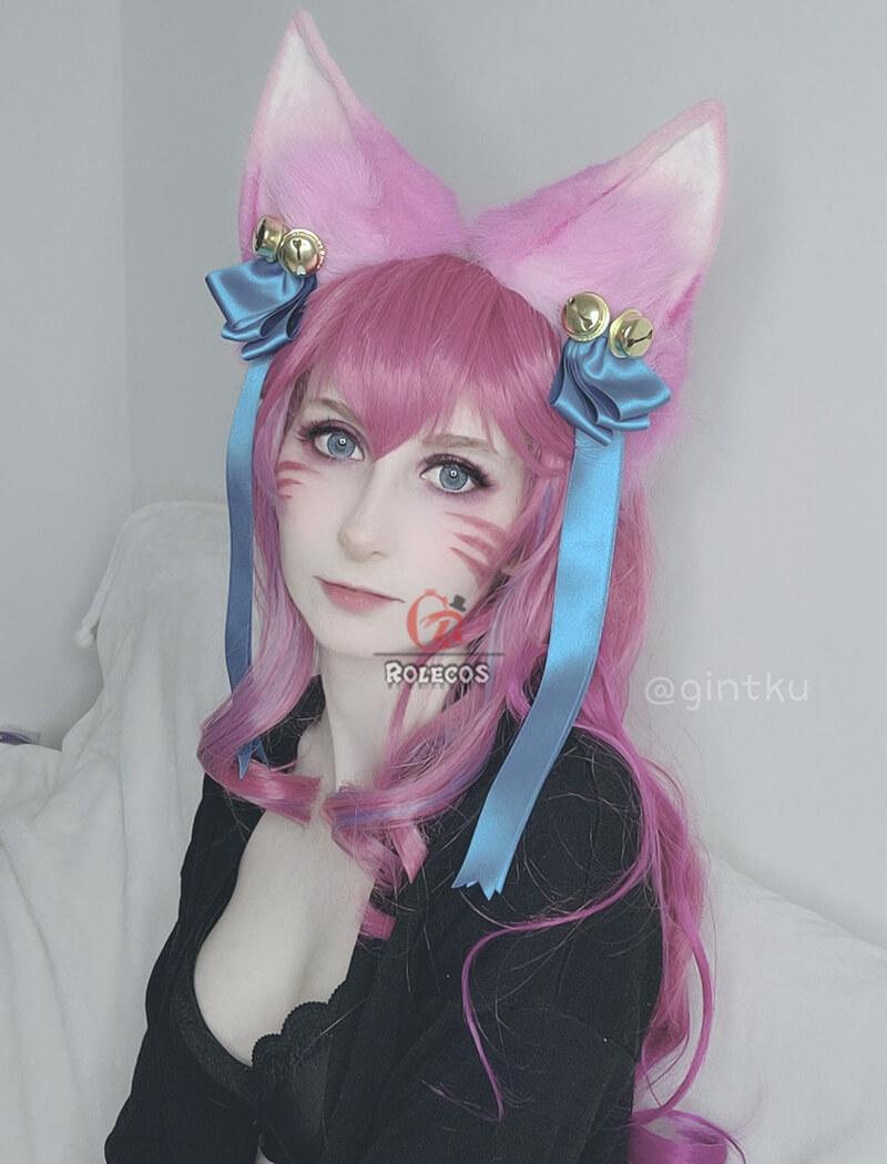 LOL Spirit Blossom Ahri Pink Mixed Long Cosplay Wigs